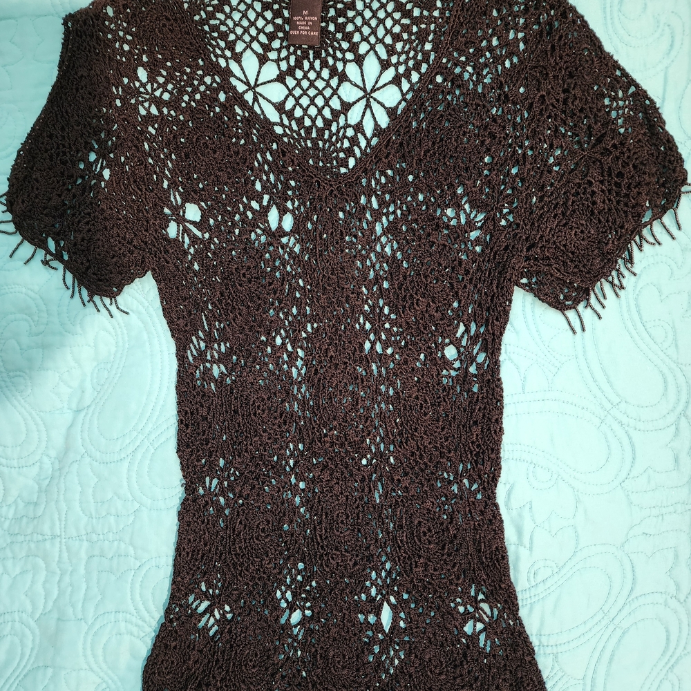 The Limited Black Crochet Knit Top